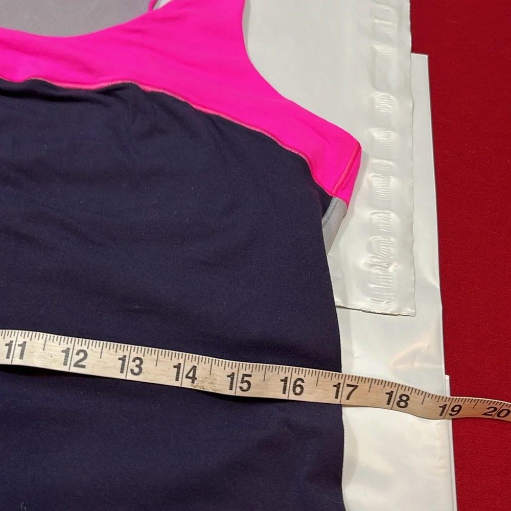 Lululemon First Base TANK TOP, bright Pink BLUE gray SOFT 18”pit to pit Medium M - Picture 4 of 10